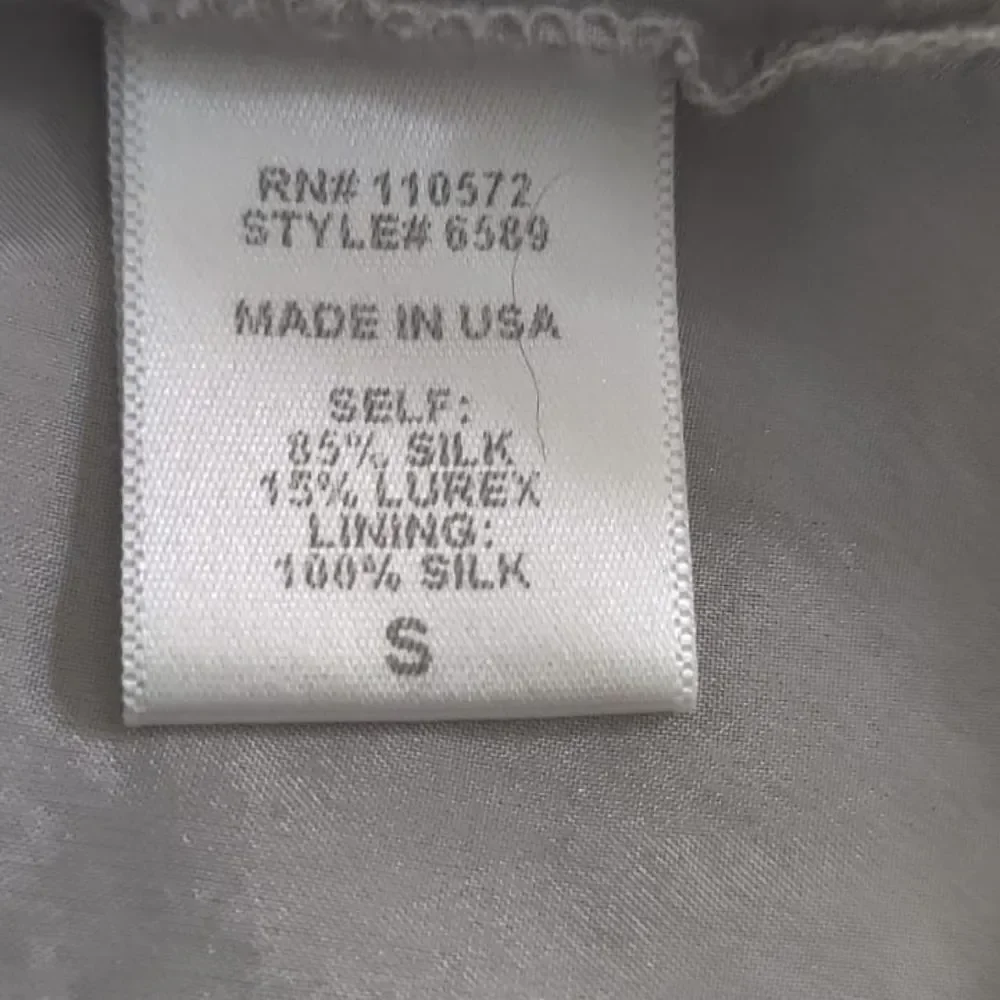Cynthia Vincent Silk Gray Lurex Mini Dress